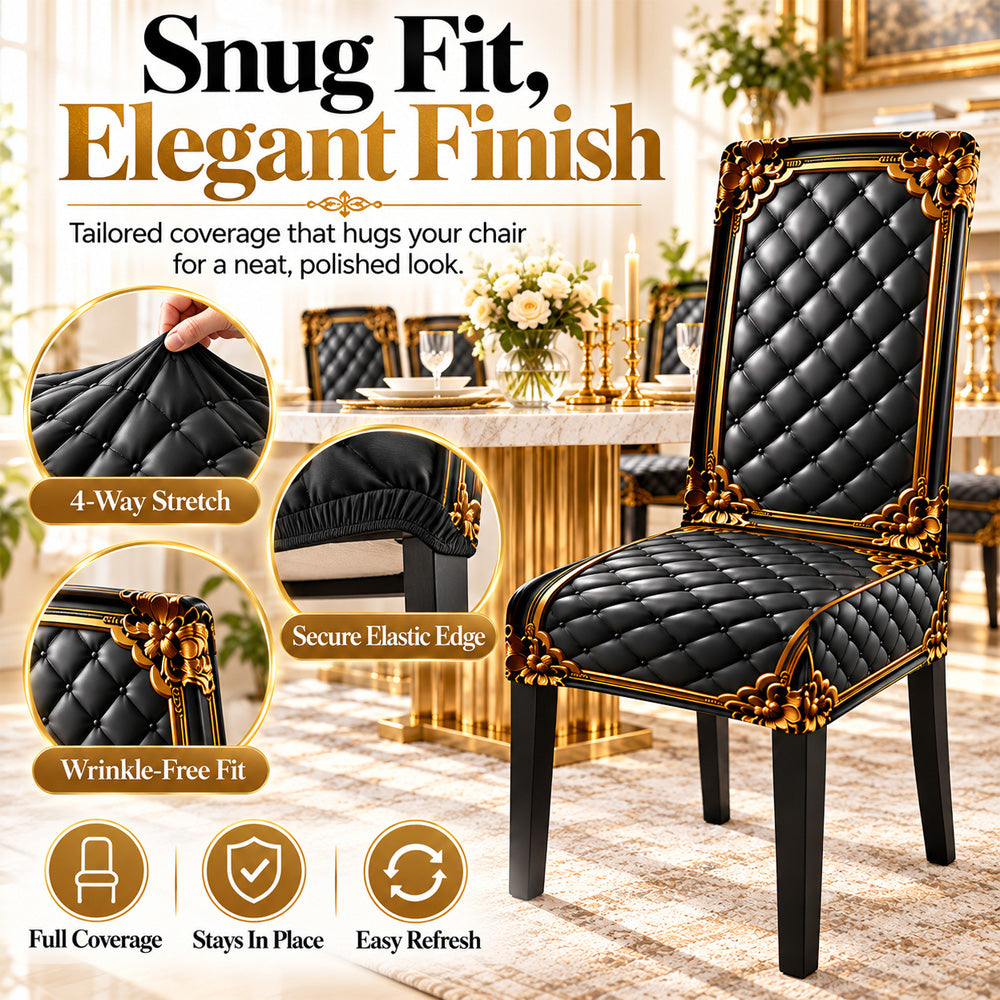 ⏳Time-Limited Special⏰Washable Stretch Chair Cover – Baroque Gilded Print, High‑Density Elastic Fabric ✨