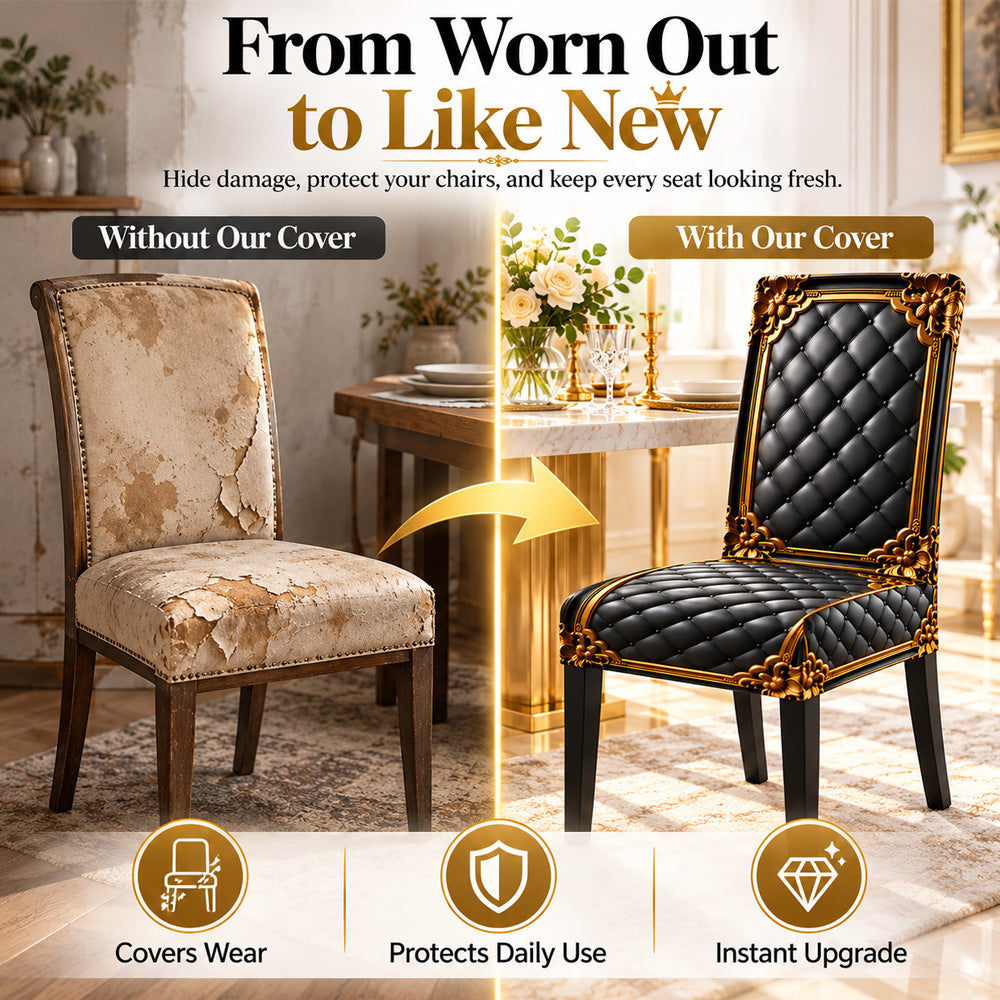 ⏳Time-Limited Special⏰Washable Stretch Chair Cover – Baroque Gilded Print, High‑Density Elastic Fabric ✨