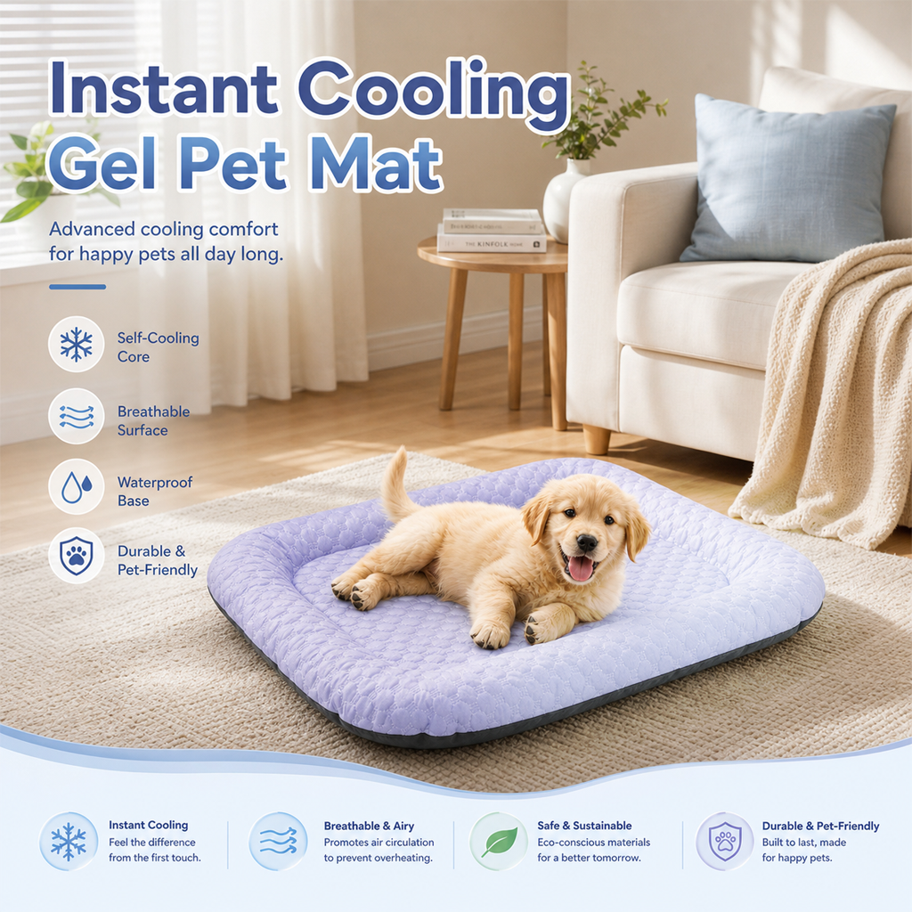 60%off ❄️Pet Cooling Mat for Dogs & Cats 🐾  Naturally Cool Ice-Silk Pad • Breathable, Washable & Soft (Copy)