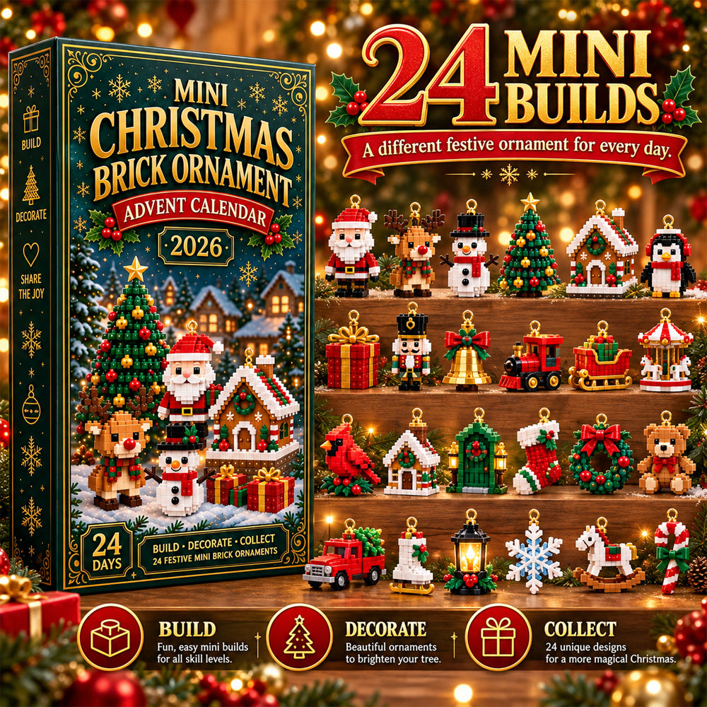 ⏳ Last day to save 49% – 🎄 24-Day Mini Christmas Ornament Advent Calendar | 24 unique festive buildable designs with hanging loops—perfect for decorating Christmas trees, wreaths, and holiday displays 🧱