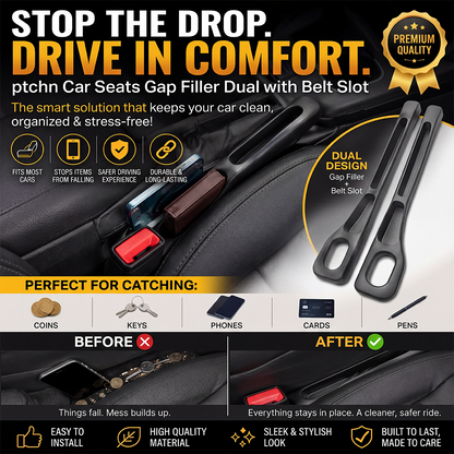 🚗Stop Losing Your Phone Between Car Seats💺🌟Universal Seat-Gap Filler • Double-Slot Organizer🌟