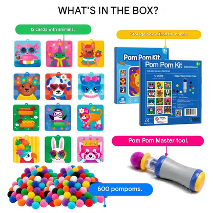 Pom Pom Kit – create soft 3D animals with fluffy pom poms, without any mess! (Ages 5+)