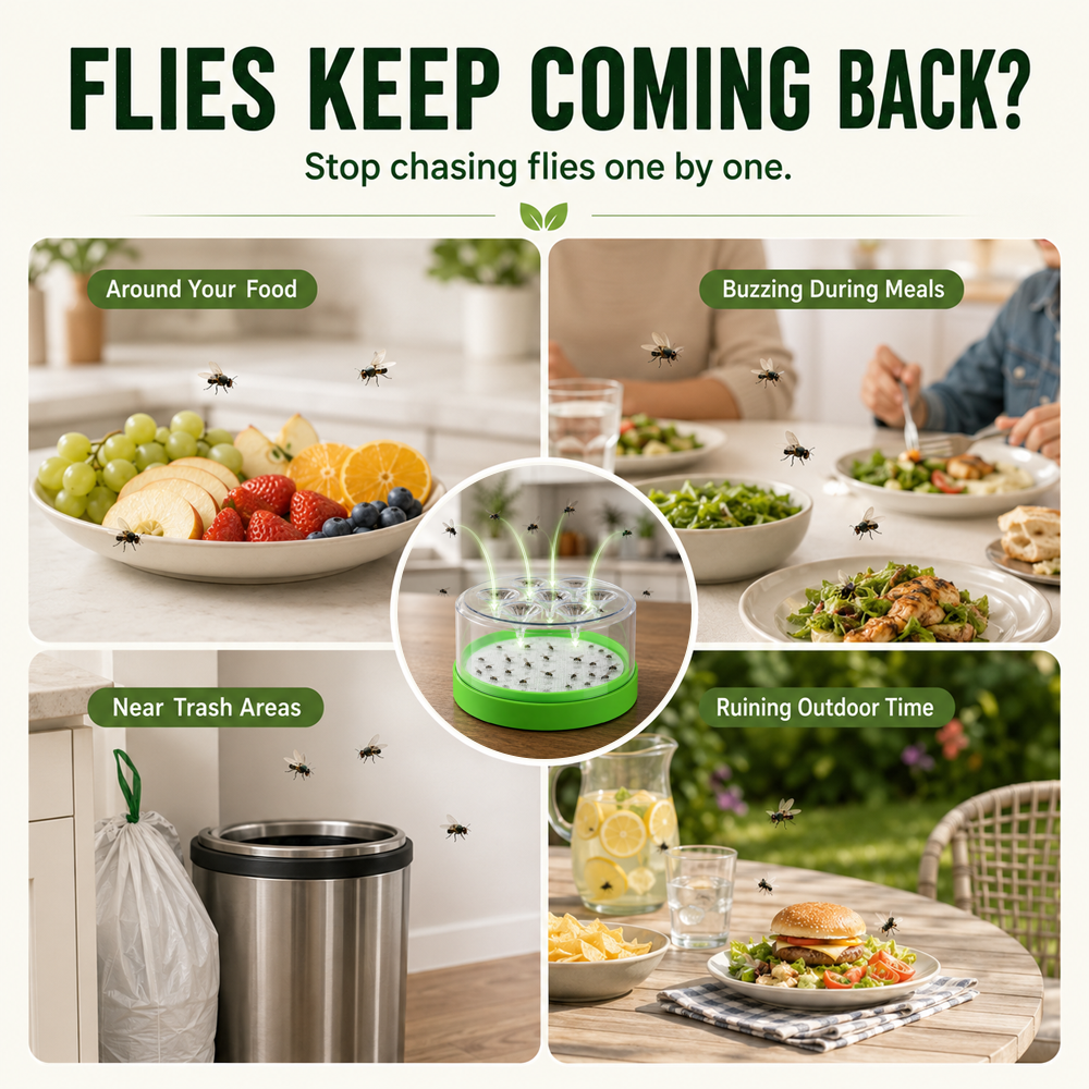 🏠🛡️Reusable Non-Electric Fly Trap--Near kitchen sinks, trash cans, pet bowls, garage windows, patios, and BBQs.