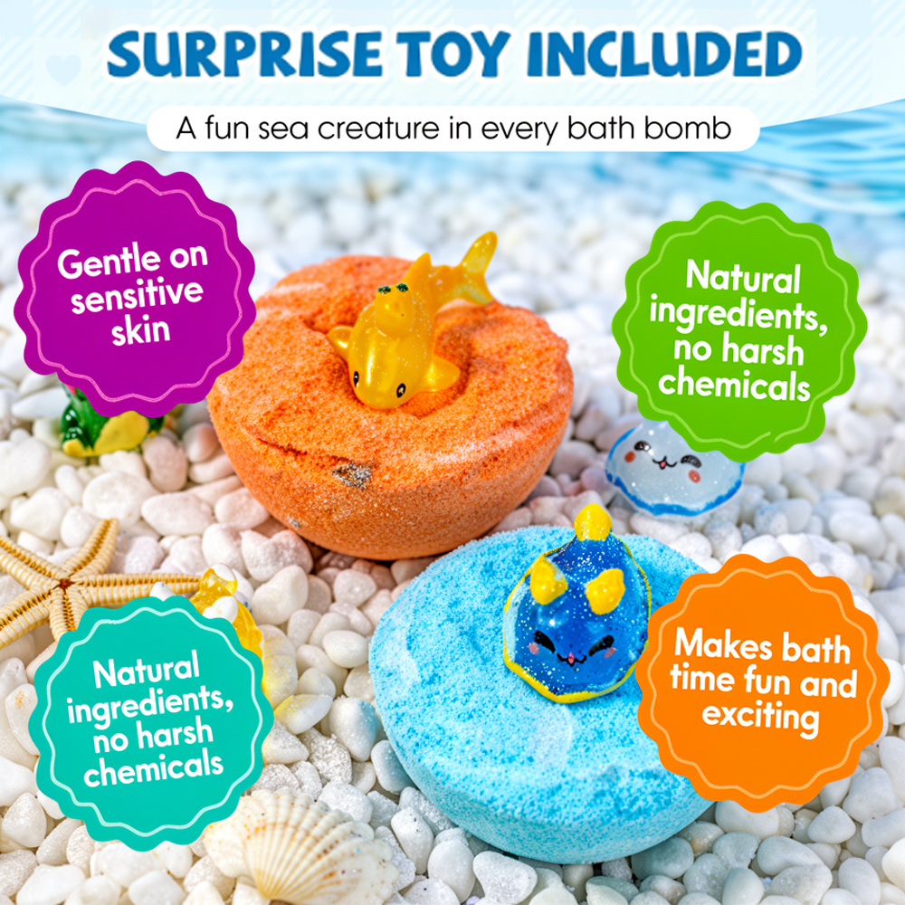 🛁 [12-piece gift set with bath bombs for children 💙] – A new surprise from the underwater world every day for 12 days! 🐳 🎁