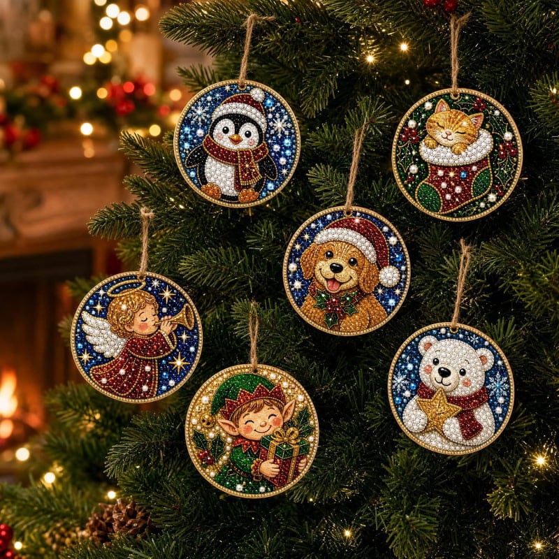 🎅🎄Christmas DIY Diamond Painting Ornaments Kit – Xmas Tree Hanging Craft Decoration✨🎁