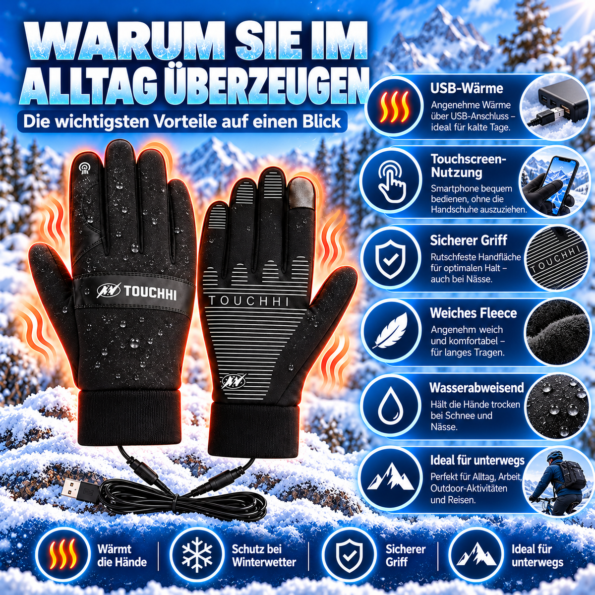 🎁Winter Outdoor Warm Electric Heated Gloves