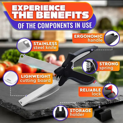 🧑‍🍳 2 in 1 Kitchen Scissors for Food - Stainless Steel Cutting Board Scissors with Safety Lock