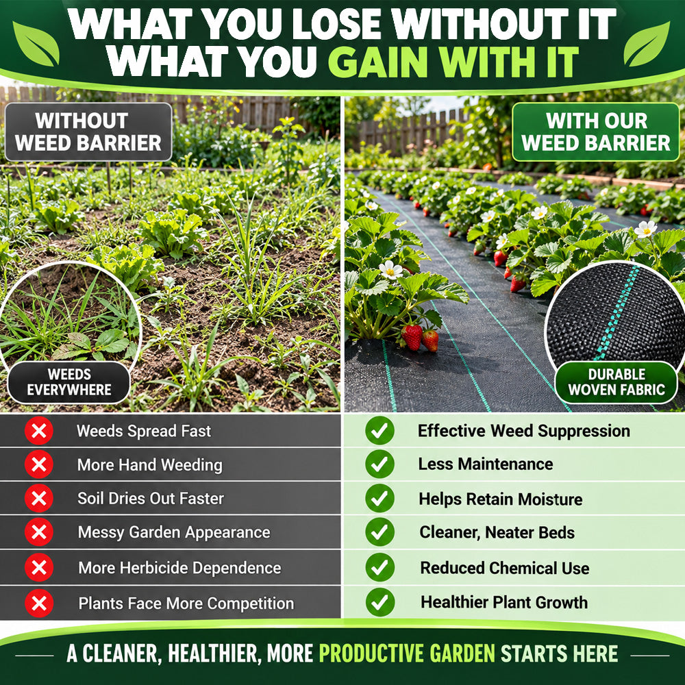 🌿 50% OFF NOW! 🧵 Weed Control Fabric – Blocks Sunlight, Breathable & Perfect for Garden Beds & Pathways 📉
