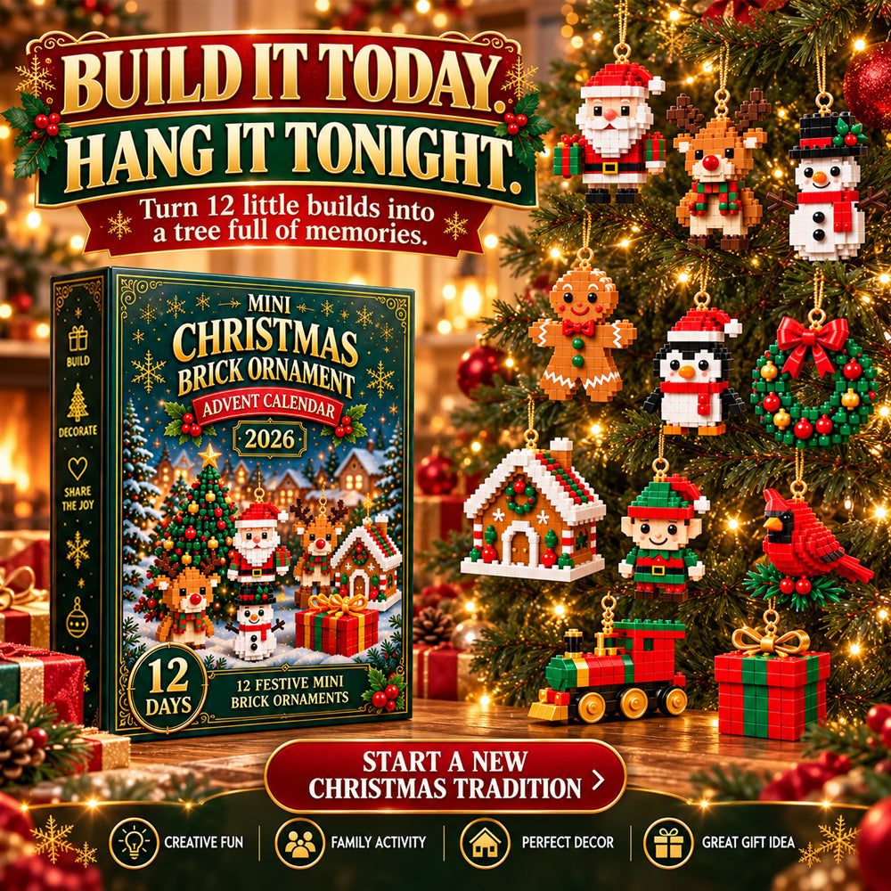 ⏳ Last day to save 49% – 🎄 12-Day Mini Christmas Ornament Advent Calendar | 12 unique festive buildable designs with hanging loops—perfect for decorating Christmas trees, wreaths, and holiday displays 🧱