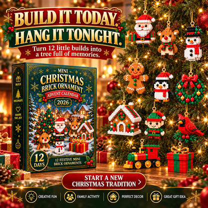 ⏳ Last day to save 49% – 🎄 12-Day Mini Christmas Ornament Advent Calendar | 12 unique festive buildable designs with hanging loops—perfect for decorating Christmas trees, wreaths, and holiday displays 🧱