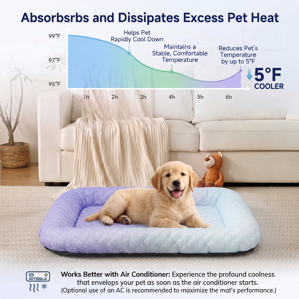 60%off ❄️Pet Cooling Mat for Dogs & Cats 🐾  Naturally Cool Ice-Silk Pad • Breathable, Washable & Soft (Copy)