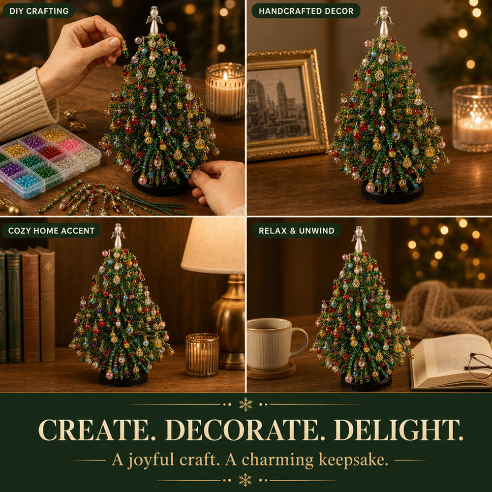 🎄✨ DIY Beaded Christmas Tree Kit – 🎅Create Your Own Sparkling Holiday Decoration