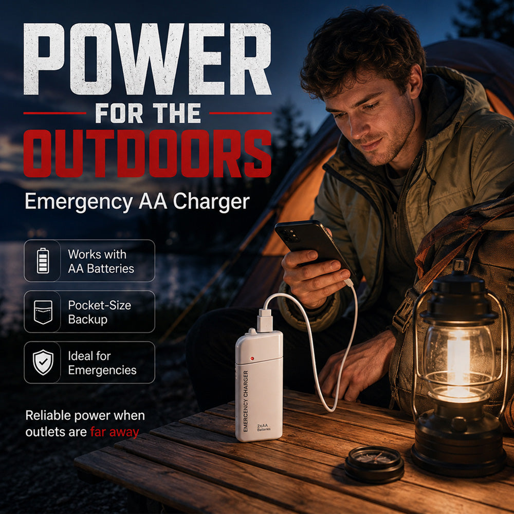 Portable Emergency Phone Charger AA Battery Powered Power Bank with LED Flashlight