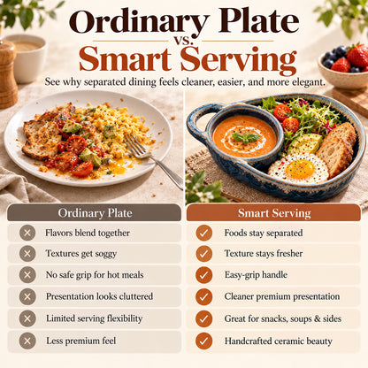 🏺Retro Ceramic Divided Baking Dish with Single Handle