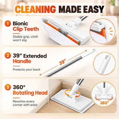 ⏳LAST DAY SALE ONLY🔥Extendable Telescopic Disposable Flat Clip Mop, 360° Swivel Lightweight Floor Mop