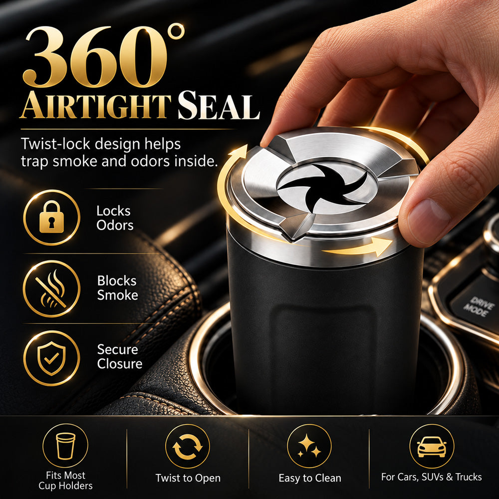 🚗Rotating Car Ashtray with Ceramic Inner Liner---A Cleaner Car Starts With One Small Upgrade