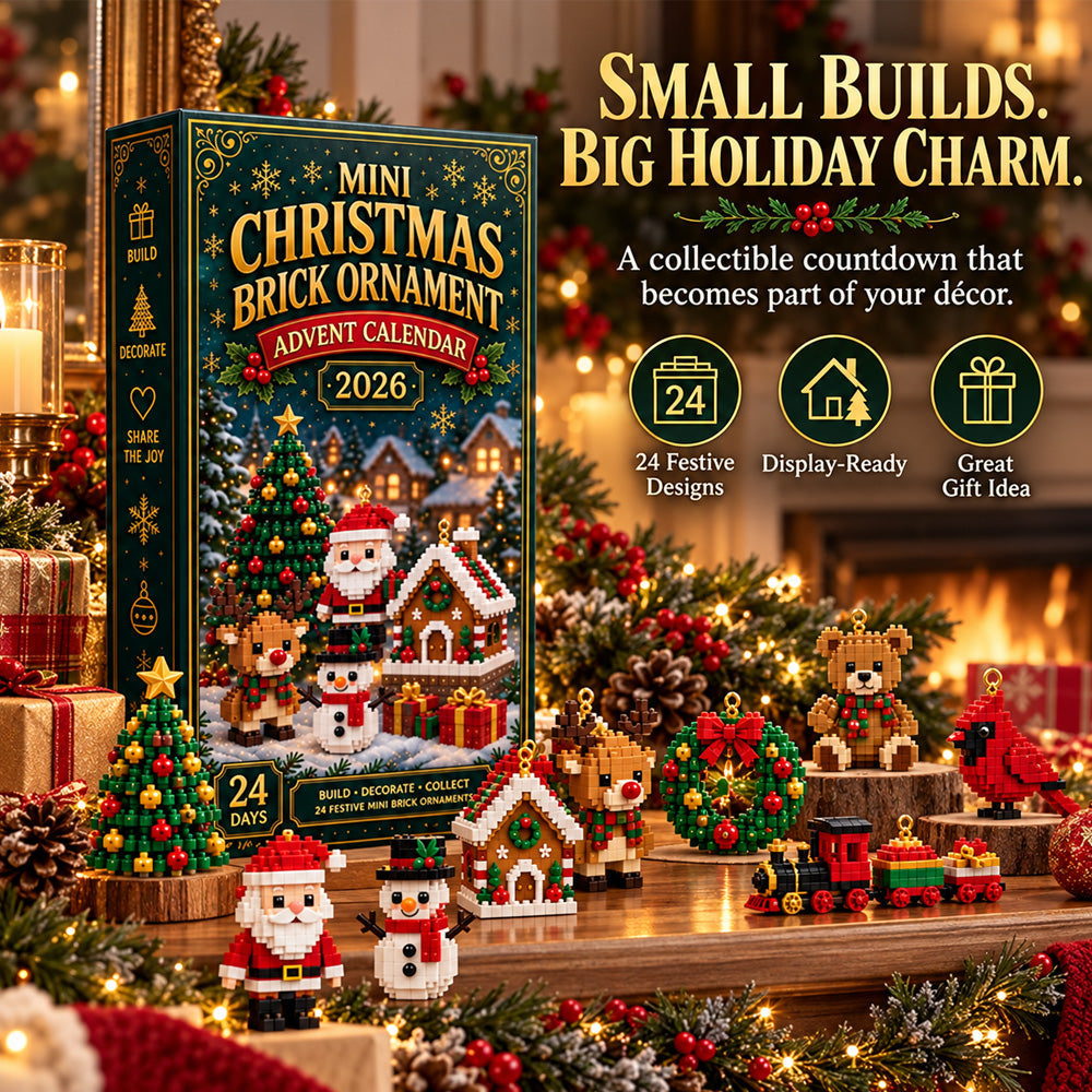 🎄 24-Day Mini Christmas Ornament Advent Calendar | 24 unique festive buildable designs with hanging loops—perfect for decorating Christmas trees, wreaths, and holiday displays 🧱