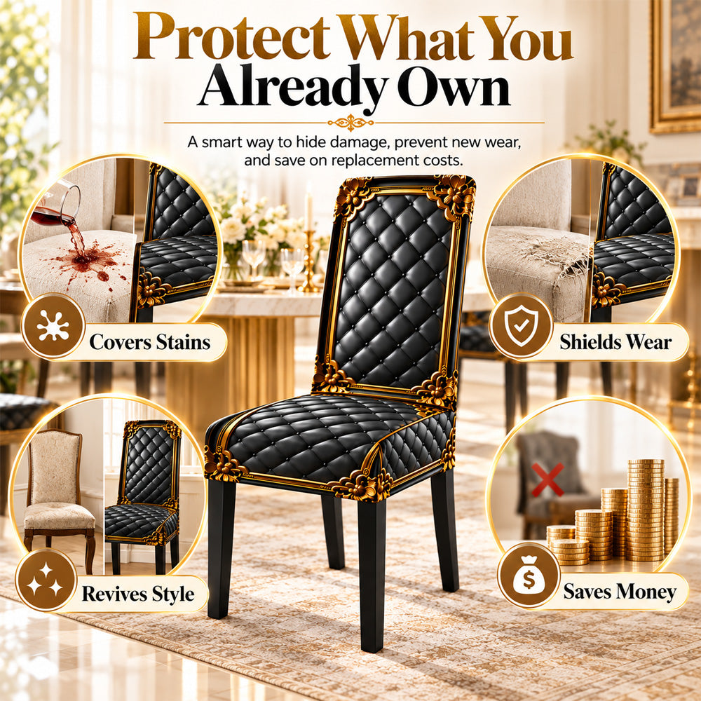 ⏳Time-Limited Special⏰Washable Stretch Chair Cover – Baroque Gilded Print, High‑Density Elastic Fabric ✨