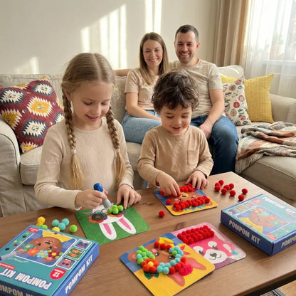 Pom Pom Kit – create soft 3D animals with fluffy pom poms, without any mess! (Ages 5+)