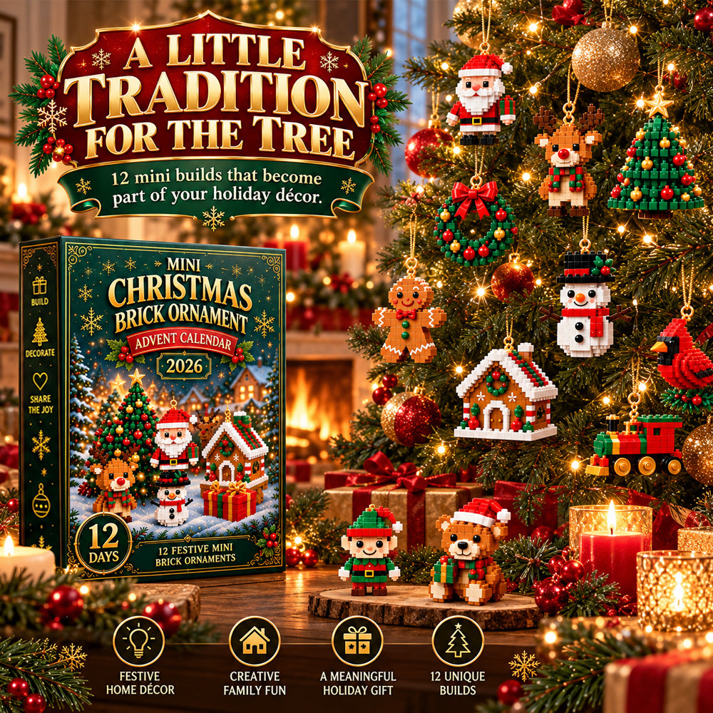 ⏳ Last day to save 49% – 🎄 12-Day Mini Christmas Ornament Advent Calendar | 12 unique festive buildable designs with hanging loops—perfect for decorating Christmas trees, wreaths, and holiday displays 🧱