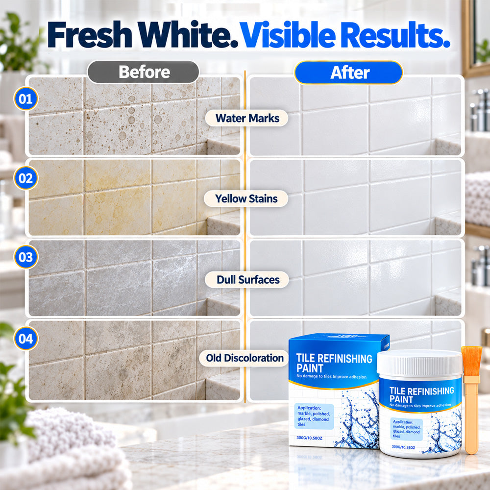 White Tile Refinishing Paint with Brush/✨ REFRESH OLD, STAINED SURFACES
