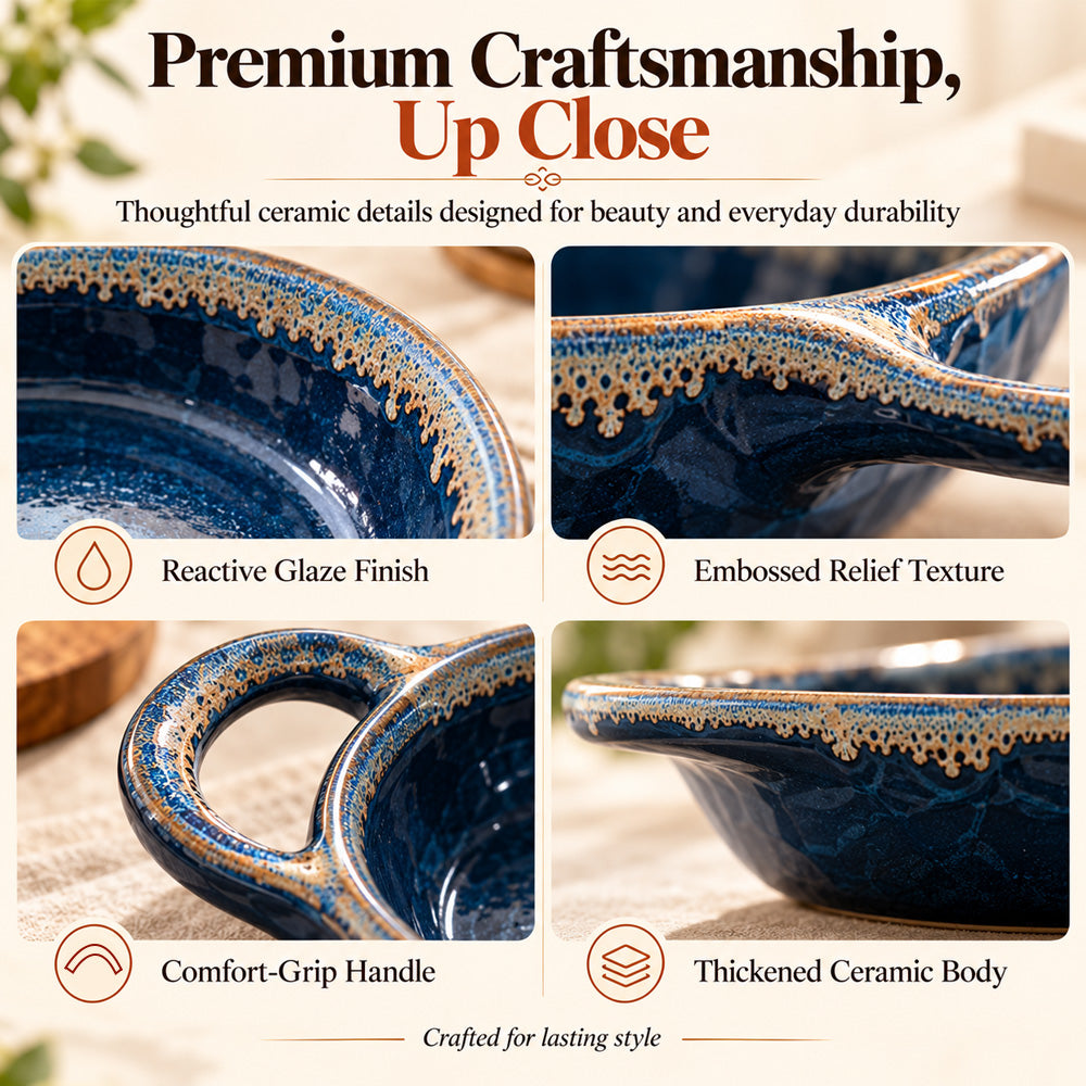🏺Retro Ceramic Divided Baking Dish with Single Handle