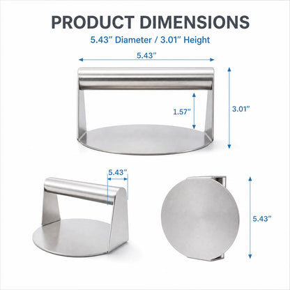 Stainless Steel Burger Press 4.72" Round Smash Burger Press‑ Pro Non‑Stick Burger Smasher 🍔