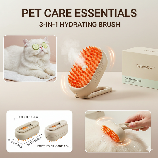 Steamy Pet Brush - 3-in-1 Grooming & Massage Comb for Cats & Dogs