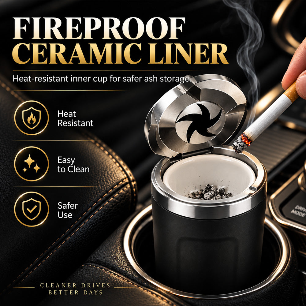 🚗Rotating Car Ashtray with Ceramic Inner Liner---A Cleaner Car Starts With One Small Upgrade