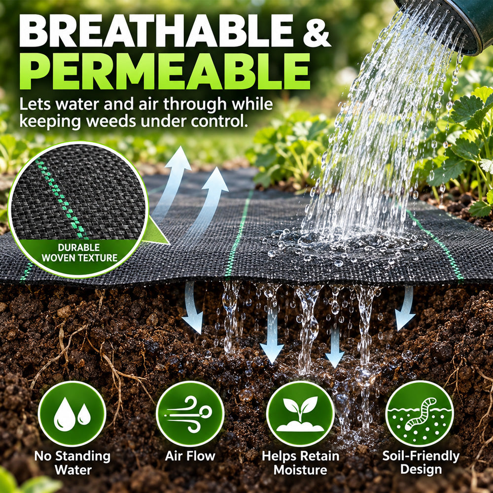 🌿 50% OFF NOW! 🧵 Weed Control Fabric – Blocks Sunlight, Breathable & Perfect for Garden Beds & Pathways 📉
