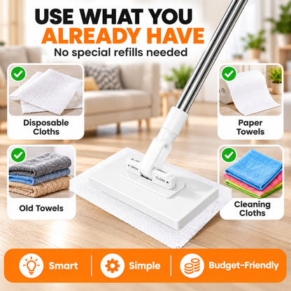 ⏳LAST DAY SALE ONLY🔥Extendable Telescopic Disposable Flat Clip Mop, 360° Swivel Lightweight Floor Mop
