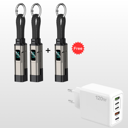 🔥HOT SALE 40% OFF🔥4-in-1 Digital Display Keychain Charging Cable