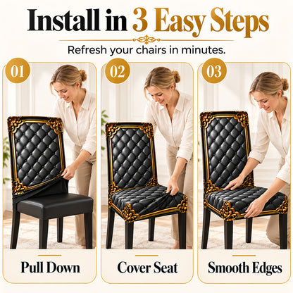 ⏳Time-Limited Special⏰Washable Stretch Chair Cover – Baroque Gilded Print, High‑Density Elastic Fabric ✨
