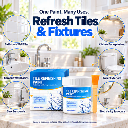 White Tile Refinishing Paint with Brush/✨ REFRESH OLD, STAINED SURFACES