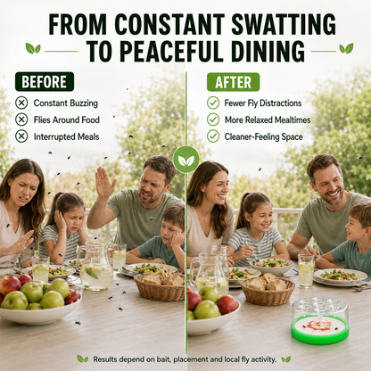 🏠🛡️Reusable Non-Electric Fly Trap--Near kitchen sinks, trash cans, pet bowls, garage windows, patios, and BBQs.
