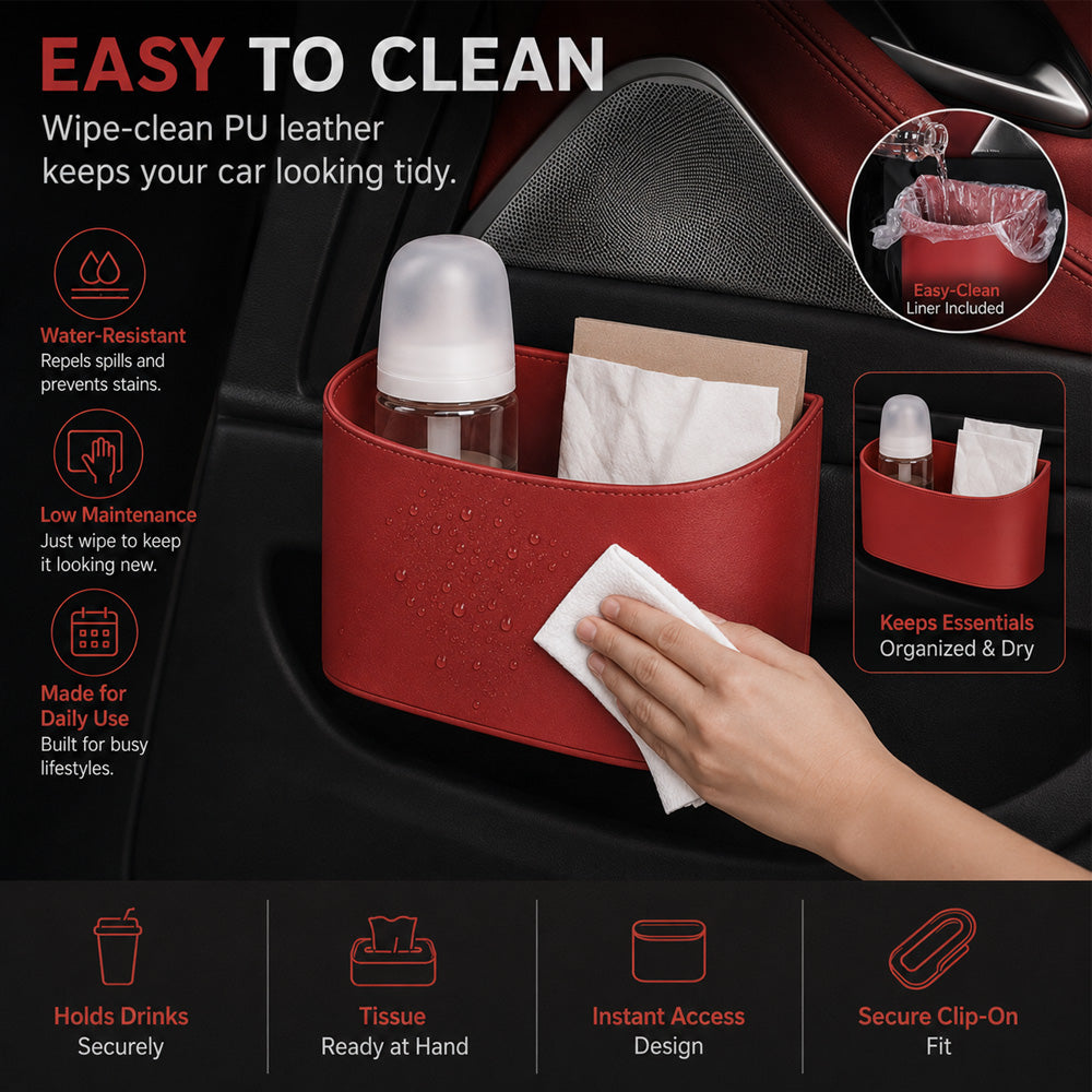 🥳2026 HOT SALE🥳💞50K+ SOLD!🚗🧺 53% OFF! Leather Car Door Cup Holder – Wide‑mouth opening, easy reach for drinks & phone. Clip‑on secure fit. PU leather, tough & stylish. 🛡️✨