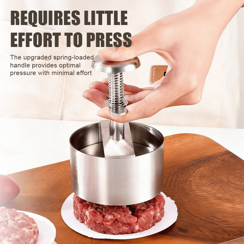 🍔 Perfect Burgers in 1 Press! The Ultimate Spring-Loaded Patty Maker — Stop Cooking Uneven, Crumbly Messes!