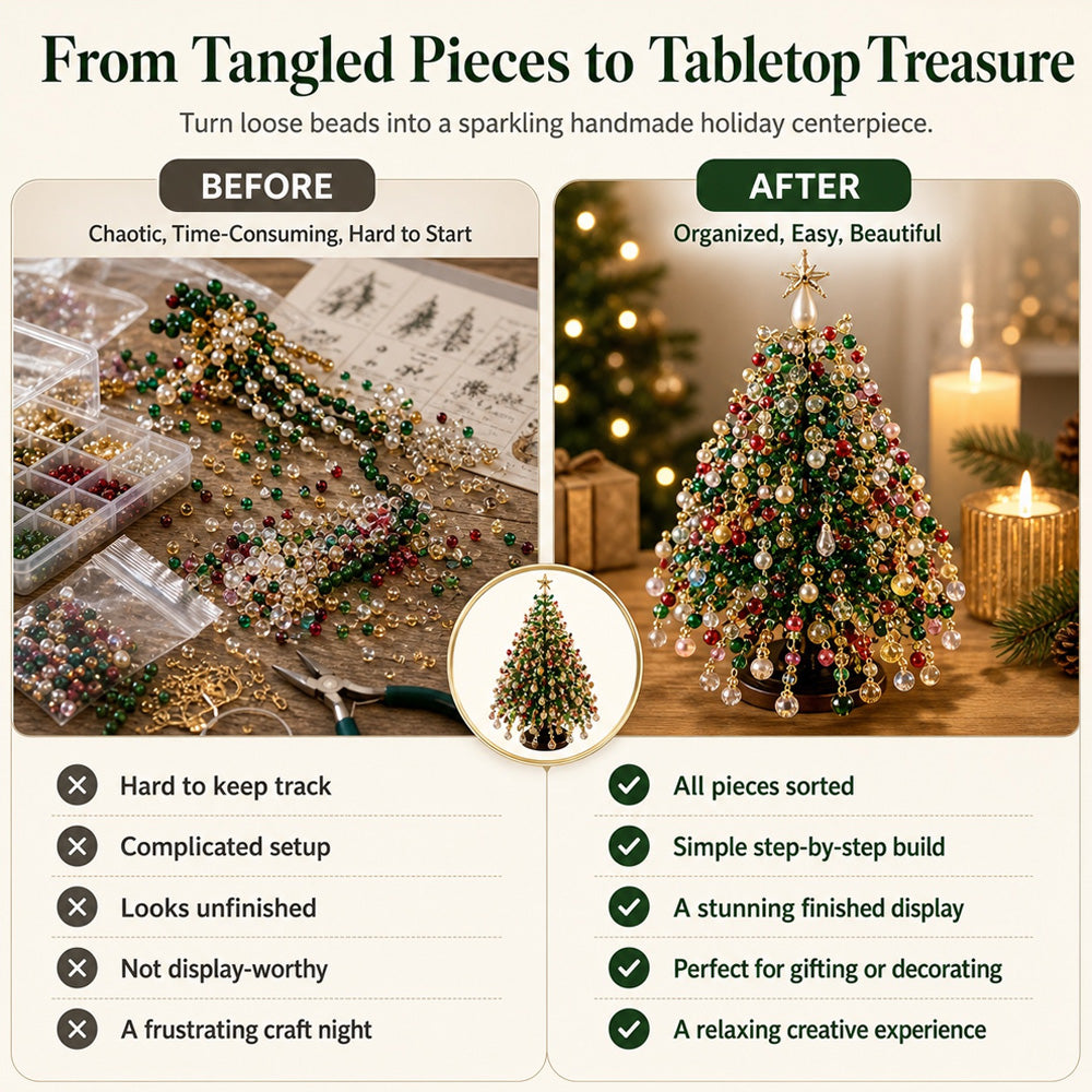 🎄✨ DIY Beaded Christmas Tree Kit – 🎅Create Your Own Sparkling Holiday Decoration