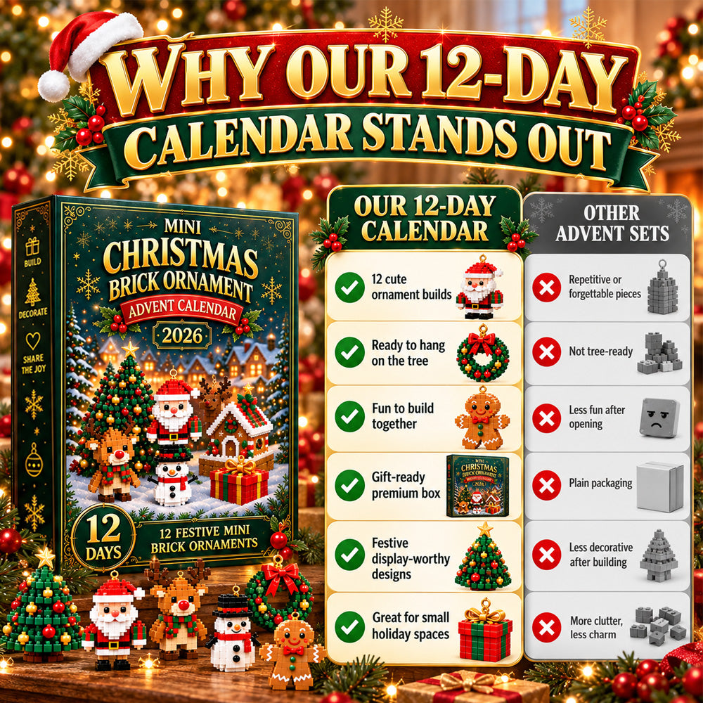 ⏳ Last day to save 49% – 🎄 12-Day Mini Christmas Ornament Advent Calendar | 12 unique festive buildable designs with hanging loops—perfect for decorating Christmas trees, wreaths, and holiday displays 🧱