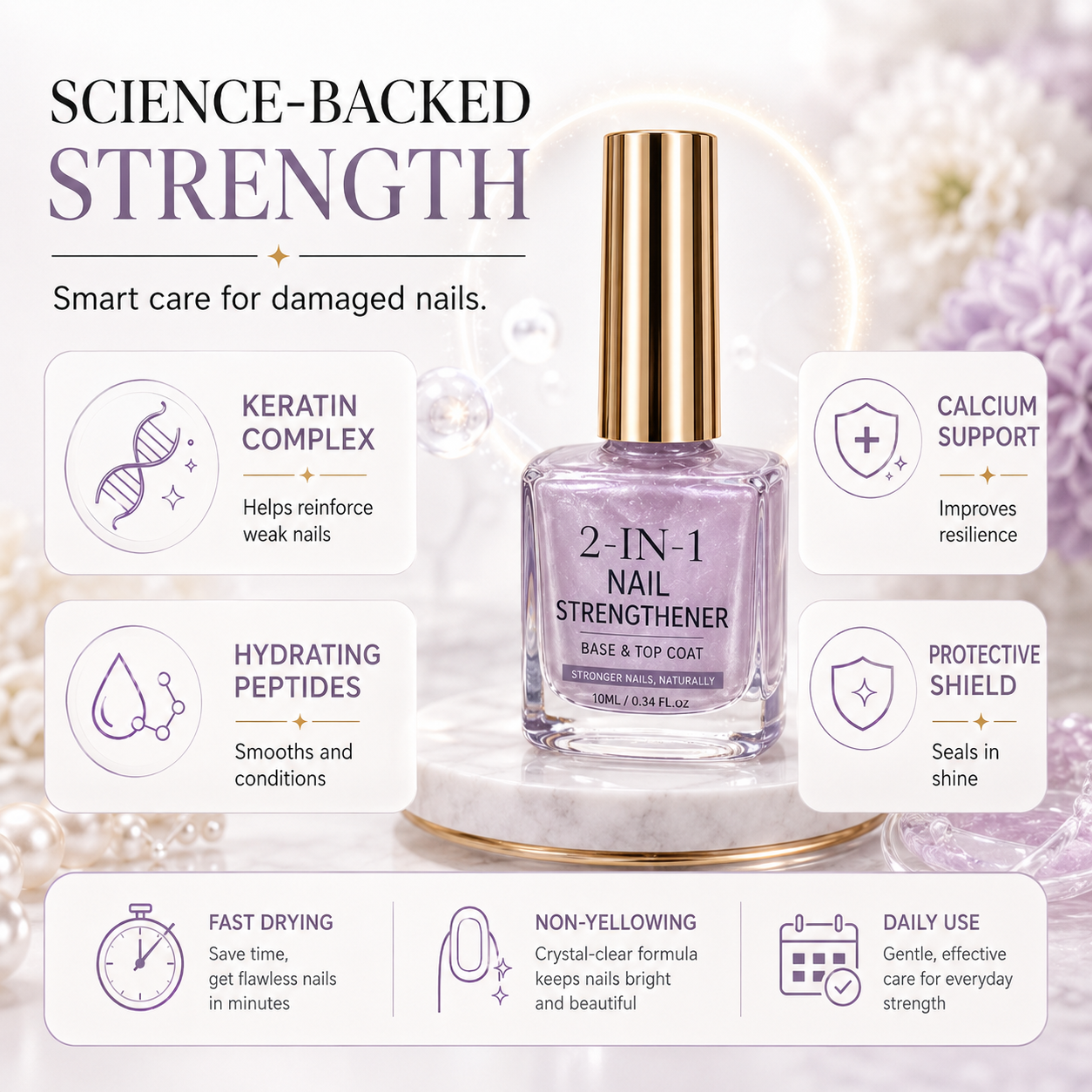 💅 40% OFF !! ⏰ Lilac Glossy Nail Strengthener – Strengthen Weak Nails & Restore Natural Shine — Devareon®
