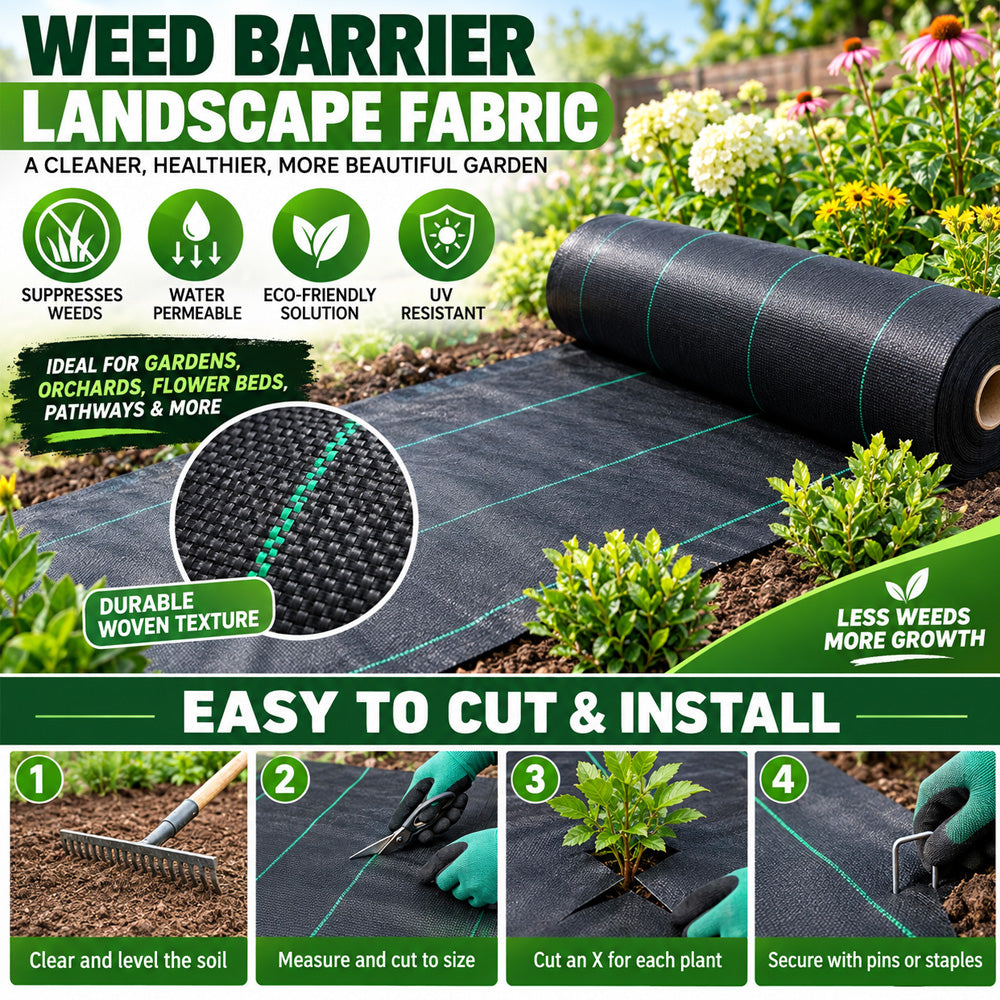 🌿 50% OFF NOW! 🧵 Weed Control Fabric – Blocks Sunlight, Breathable & Perfect for Garden Beds & Pathways 📉