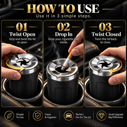 🚗Rotating Car Ashtray with Ceramic Inner Liner---A Cleaner Car Starts With One Small Upgrade