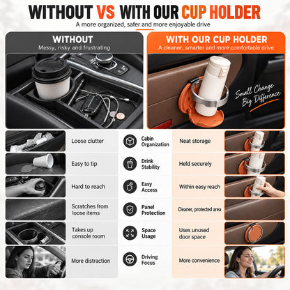 🥤🔥 LIMITED-TIME OFFER £16.99 TODAY.Universal Foldable Car Cup Holder with Hook, Space-Saving Vehicle Drink Holder for Bottles, Coffee Cups & Tumblers