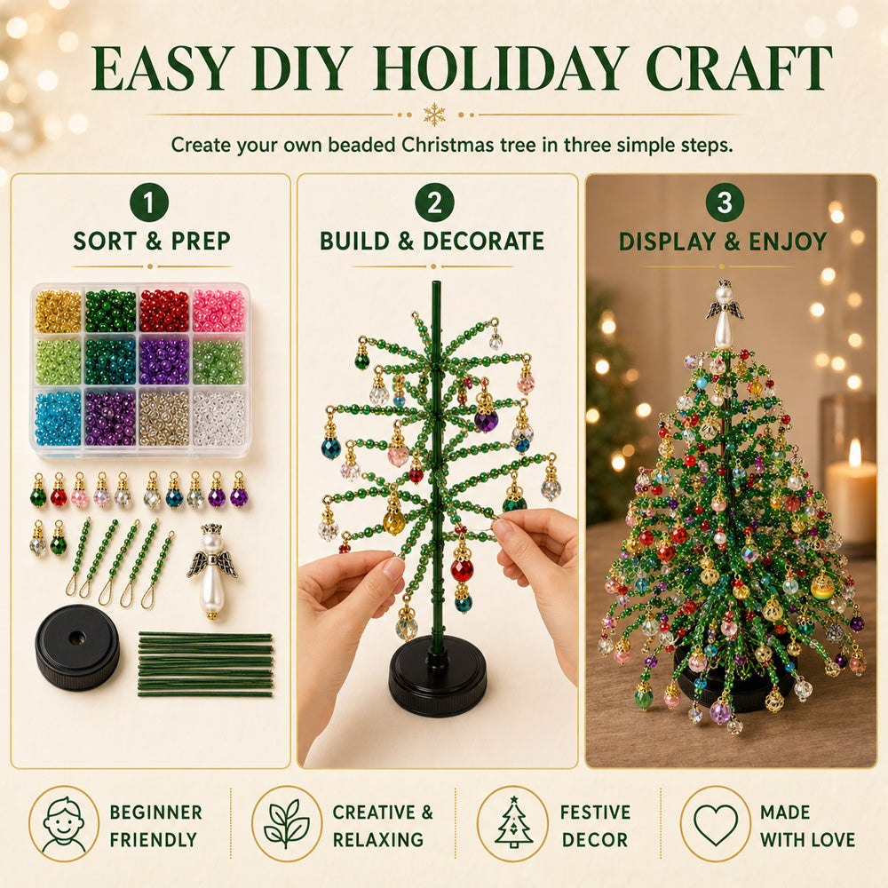 🎄✨ DIY Beaded Christmas Tree Kit – 🎅Create Your Own Sparkling Holiday Decoration