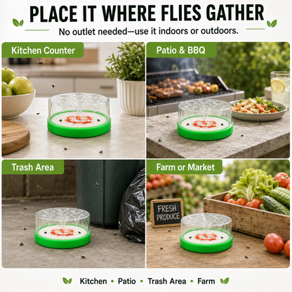 🏠🛡️Reusable Non-Electric Fly Trap--Near kitchen sinks, trash cans, pet bowls, garage windows, patios, and BBQs.