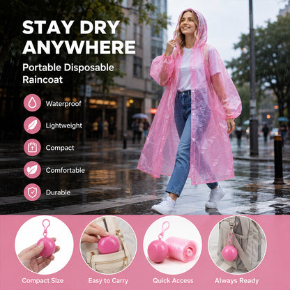 🌧️50% OFF NOW! Pocket‑Size Disposable Raincoat for Unexpected Showers, Compact Ball‑Packaged Waterproof Emergency Poncho, One‑Size‑Fits‑All Lightweight Rain Protection for Travel, Hiking & Outdoor Events