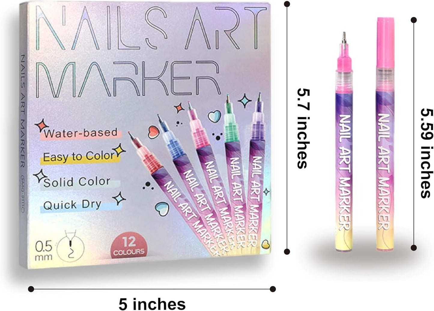 💅12 Colors Nail Art Pens Set💜for DIY Nail Art Quick Drying Acrylic Painting and 3D Dot Embroidery mma acrylic nail