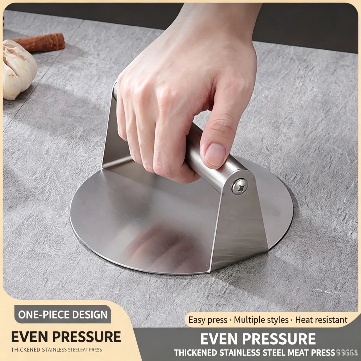 ✨ 50% OFF Burger & Dough Press 🍔 Stainless Steel Burger Press 4.72" Round Smash Burger Press‑ Pro Non‑Stick Burger Smasher 🍔
