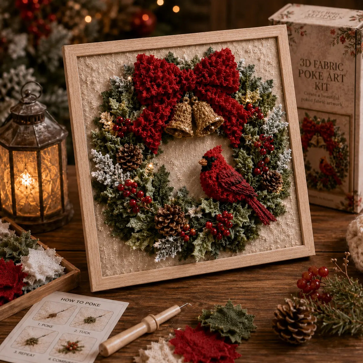 3D Christmas Fabric Poke Art Kit - DIY Snowman Embroidery Artwork, Handmade Holiday Wall Decor Gift for Adults & Beginners