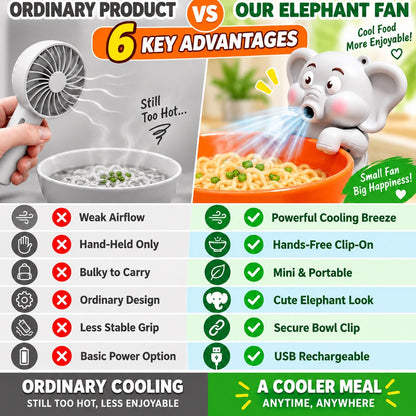 🌬️🦖Clip‑On Mini Fan, Dinosaur & Elephant Styles for Soup, Tea & Coffee